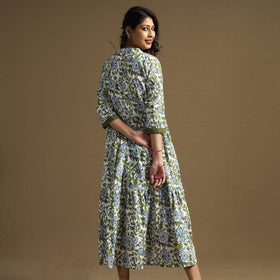 Buy Sanganeri Block Printed Cotton Flared Dress Online at iTokri.com
