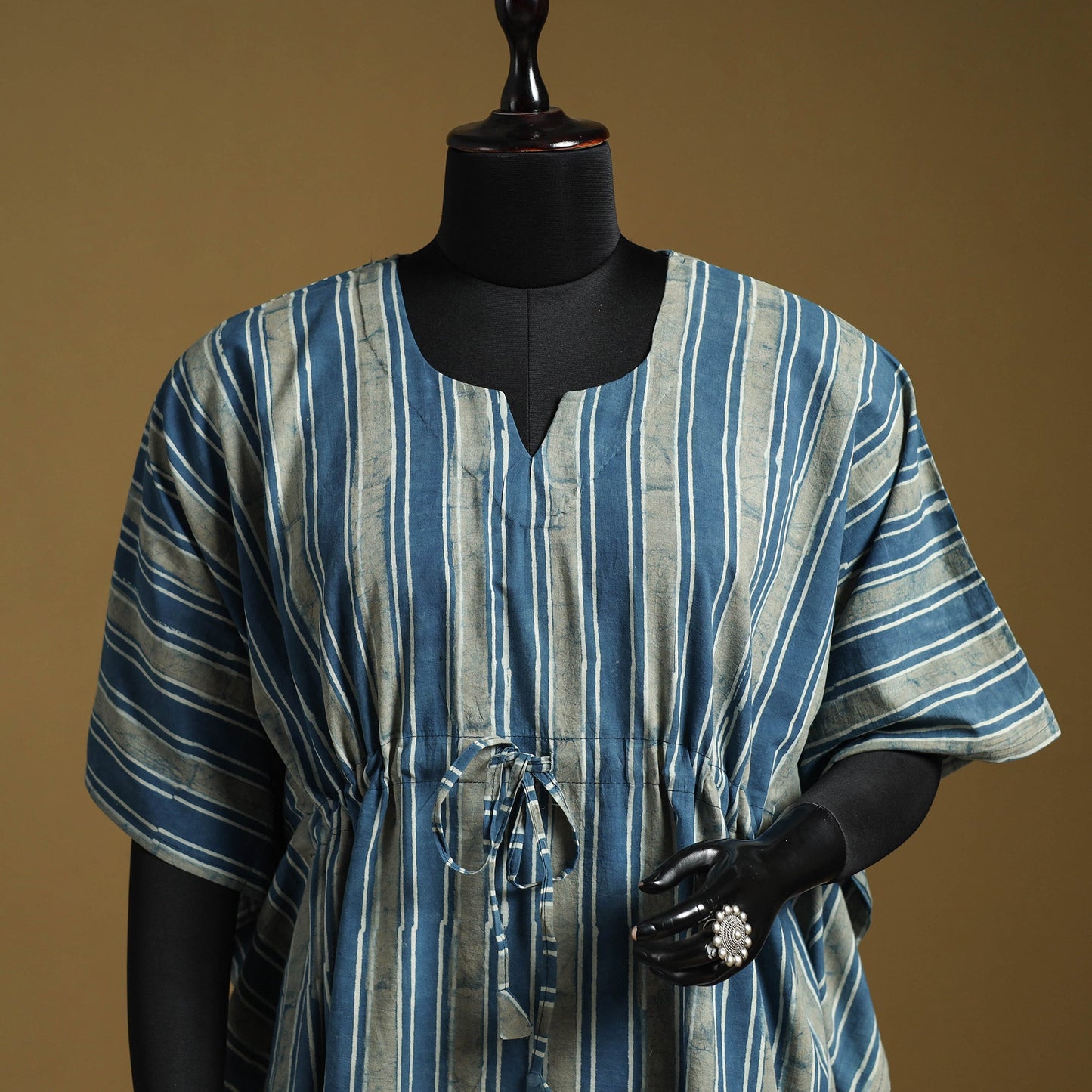 Hand akola short kaftan with tie-up waist 34 - handcrafted