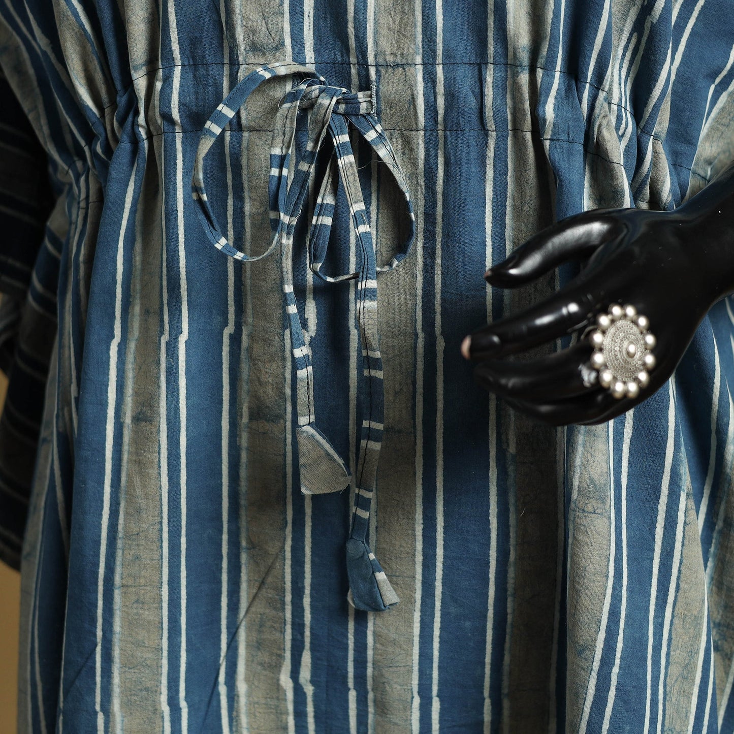 Hand akola short kaftan with tie-up waist 34 - handcrafted