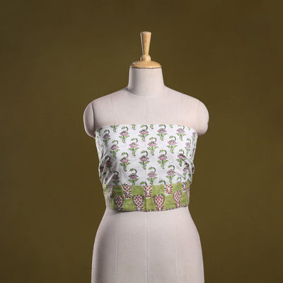 Hand block print cotton sanganeri blouse piece 74