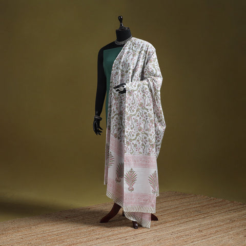 Hand cotton sanganeri floral dupatta 21 - handcrafted