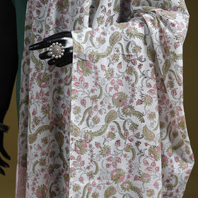 Hand cotton sanganeri floral dupatta 21 - handcrafted
