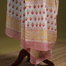 Hand cotton sanganeri floral dupatta 34 - handcrafted