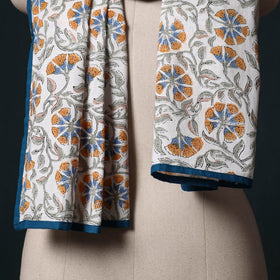 Hand block print cotton sanganeri stole 05 - handcrafted