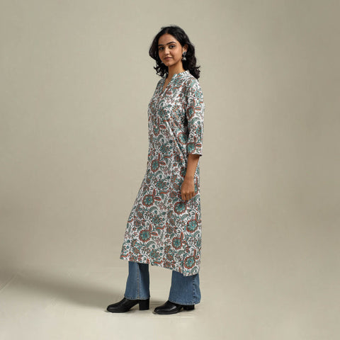 Hand cotton straight sanganeri kurta for women 14