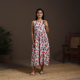 White - hand flared sanganeri dress 13 - handcrafted