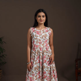 White - hand flared sanganeri dress 14 - handcrafted