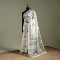 Hand block print natural dyed chanderi silk akola saree 06