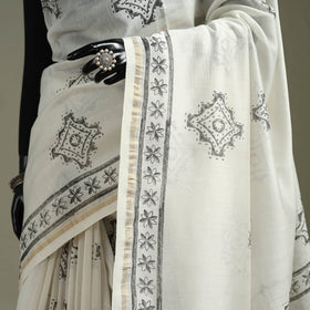 Hand block print natural dyed chanderi silk akola saree 06
