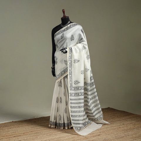 Hand block print natural dyed chanderi silk akola saree 09