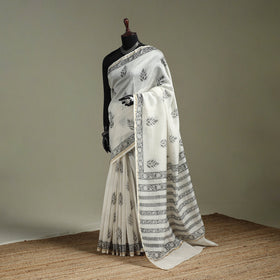 Hand block print natural dyed chanderi silk akola saree 09