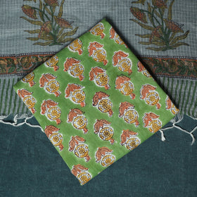 Hand block print sanganeri cotton 3pc unstitched dress