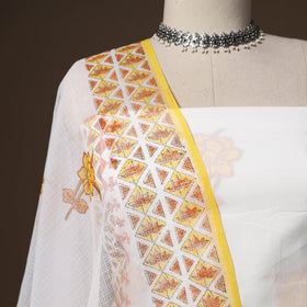 Hand block print sanganeri cotton 3pc unstitched dress