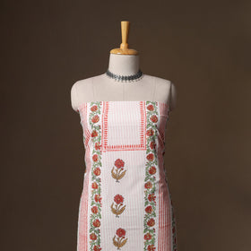 Hand block print sanganeri cotton 3pc unstitched dress
