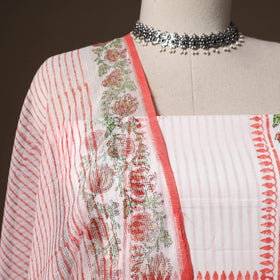 Hand block print sanganeri cotton 3pc unstitched dress