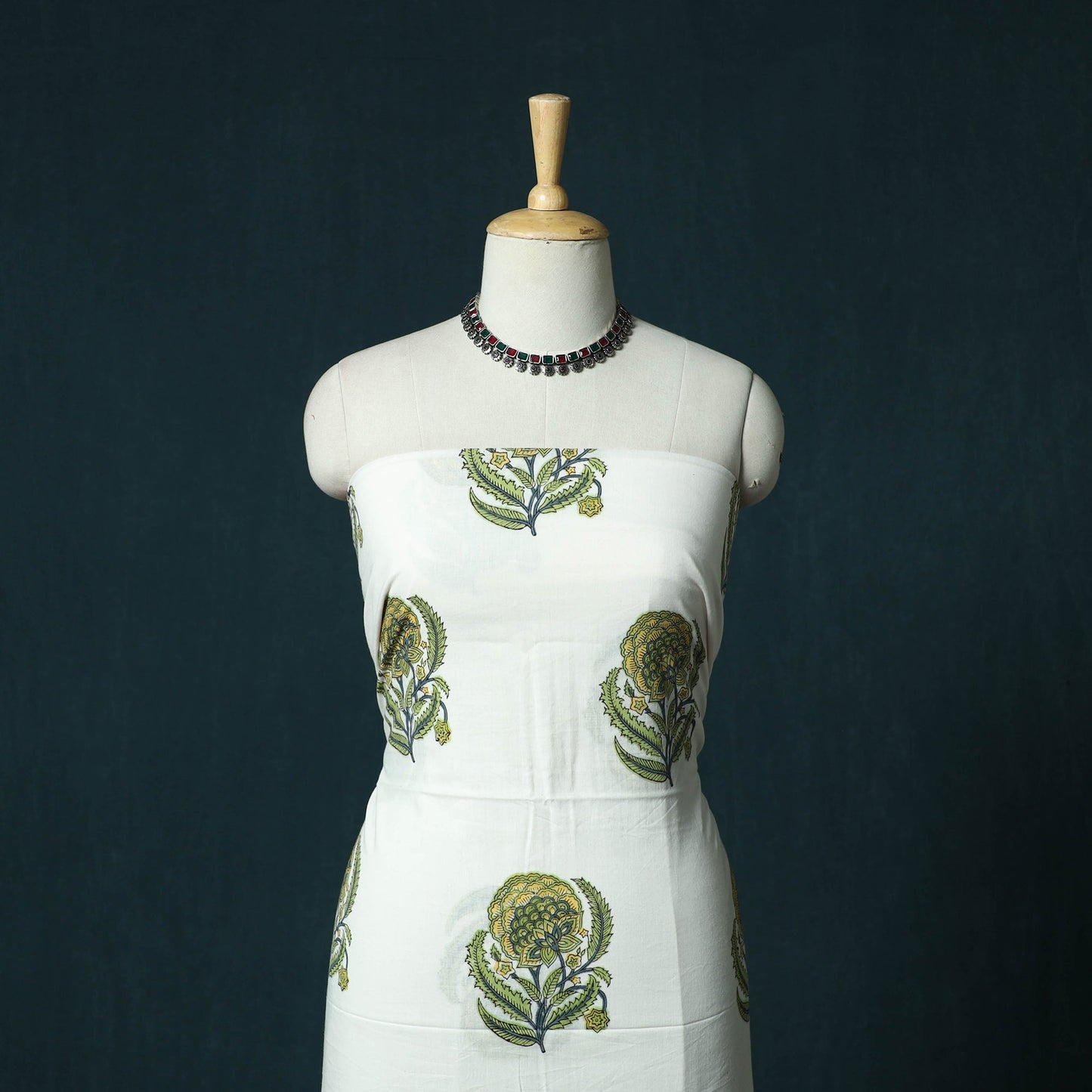 Hand block print sanganeri cotton 3pc unstitched dress