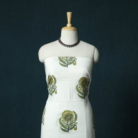Hand block print sanganeri cotton 3pc unstitched dress