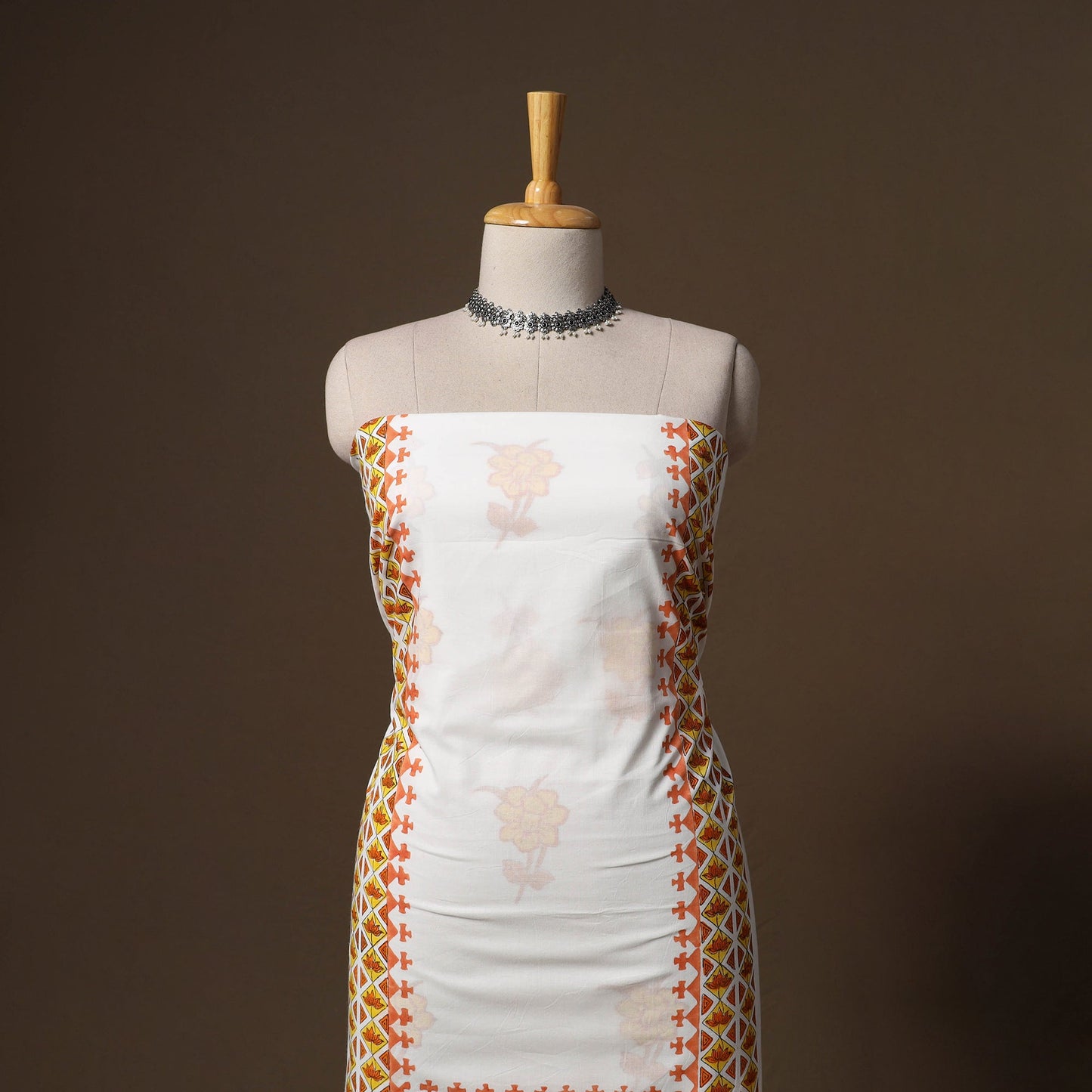 Hand block print sanganeri cotton 3pc unstitched dress