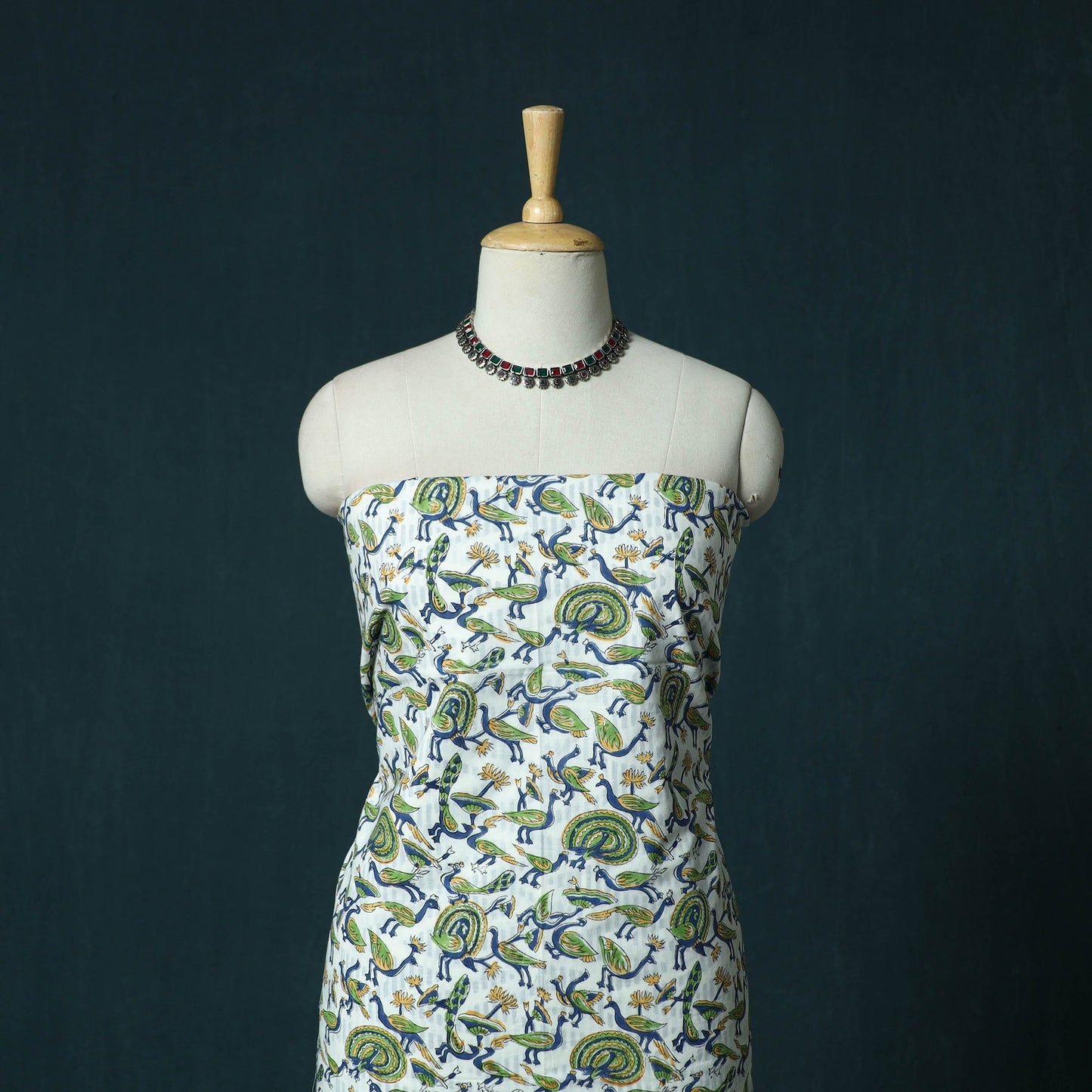 Hand block print sanganeri cotton 3pc unstitched dress