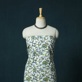 Hand block print sanganeri cotton 3pc unstitched dress