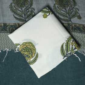 Hand block print sanganeri cotton 3pc unstitched dress