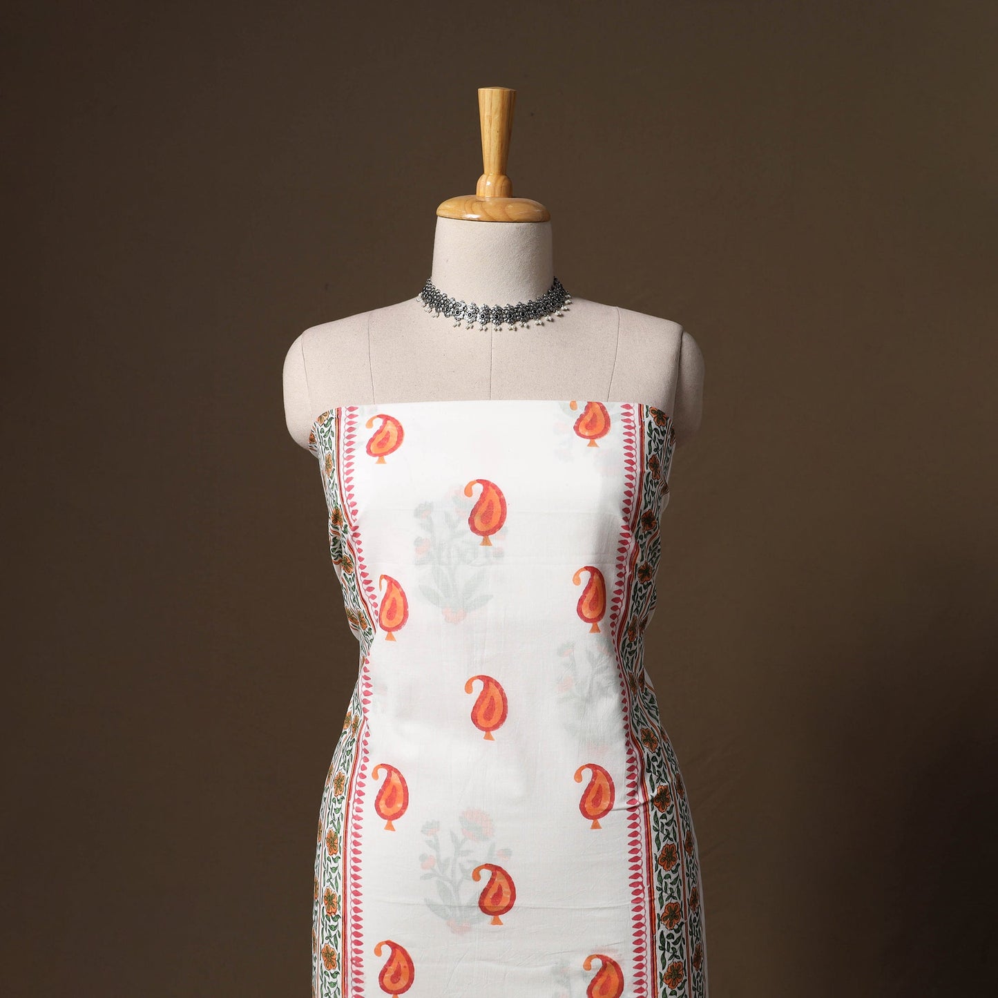 Hand block print sanganeri cotton 3pc unstitched dress