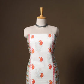 Hand block print sanganeri cotton 3pc unstitched dress