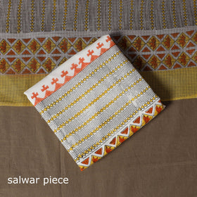 Hand block print sanganeri cotton 3pc unstitched dress