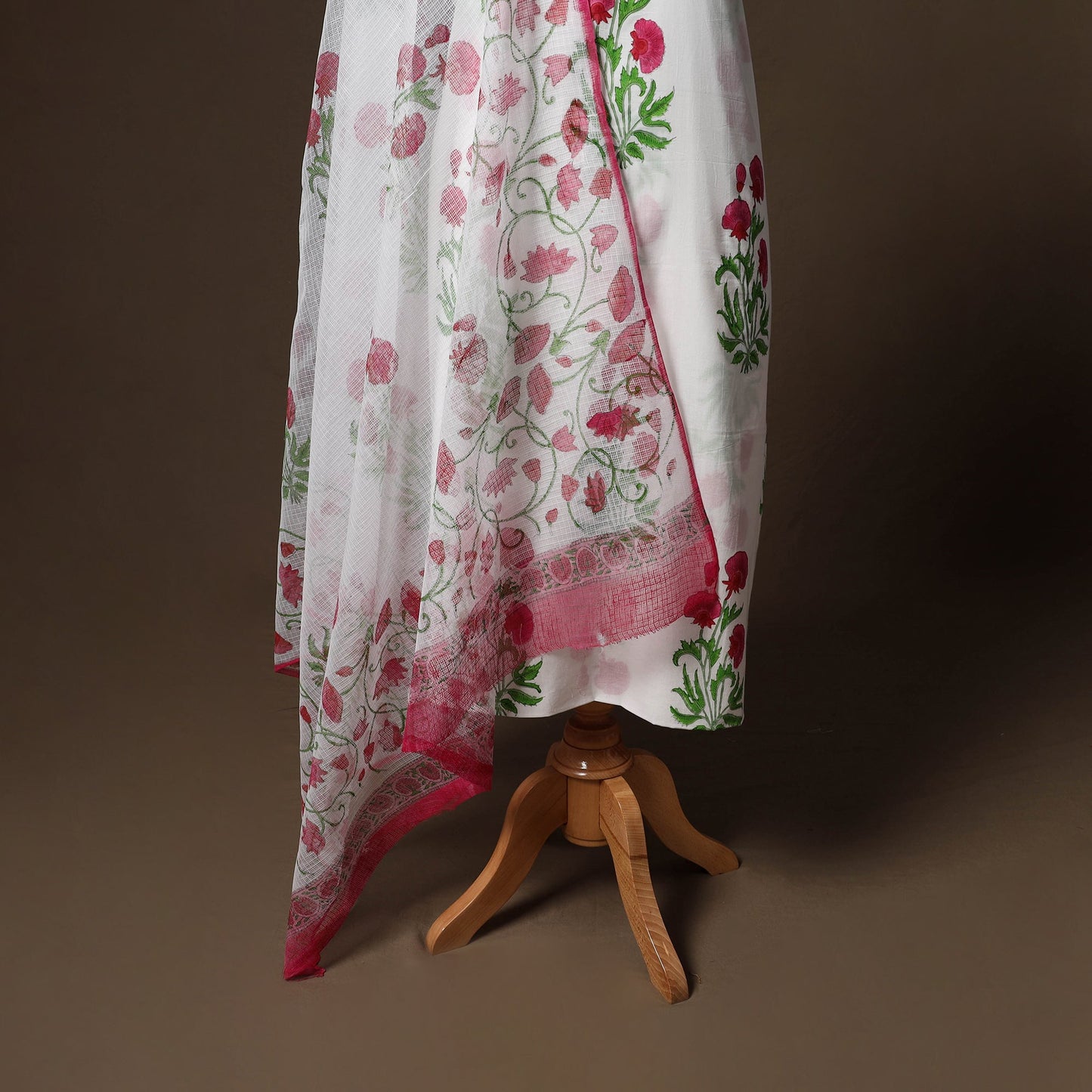 Hand block print sanganeri cotton 3pc unstitched dress