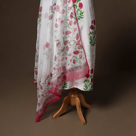 Hand block print sanganeri cotton 3pc unstitched dress