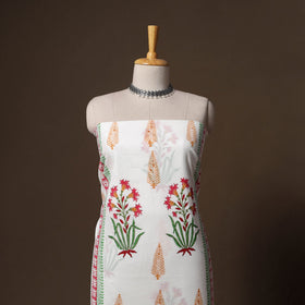 Hand block print sanganeri cotton 3pc unstitched dress