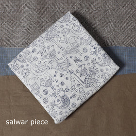 Hand block print sanganeri cotton 3pc unstitched dress