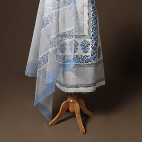 Hand block print sanganeri cotton 3pc unstitched dress