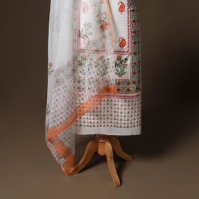 Hand block print sanganeri cotton 3pc unstitched dress