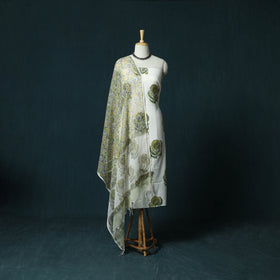 Hand block print sanganeri cotton 3pc unstitched dress