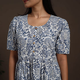 White - hand tiered sanganeri dress 03 - handcrafted
