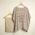White - hand printed cotton kaftan & pyjama night suit set