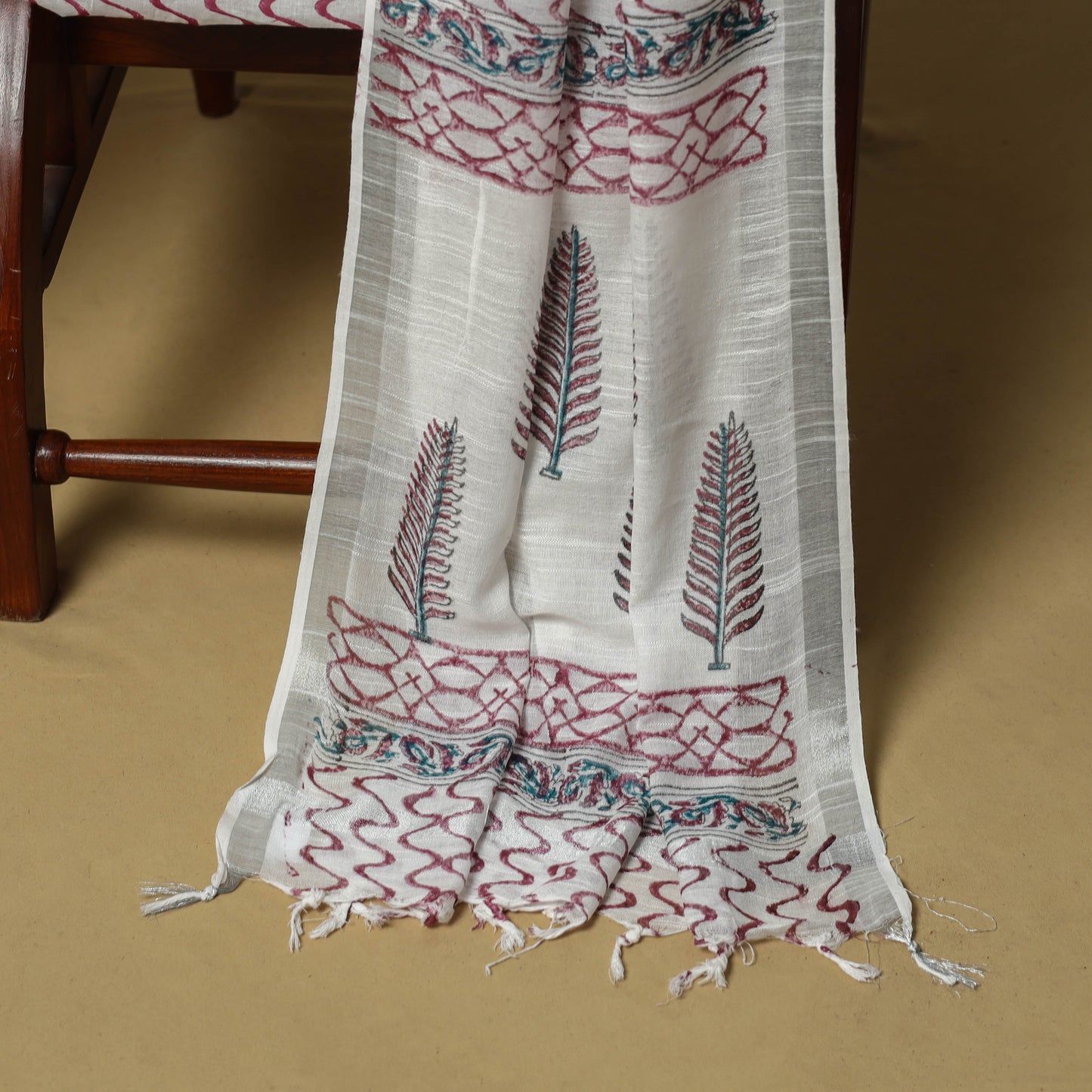 Hand sanganeri linen 3pc unstitched dress material 01