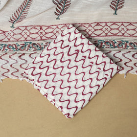 Hand sanganeri linen 3pc unstitched dress material 01