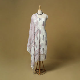 Hand sanganeri linen 3pc unstitched dress material 01