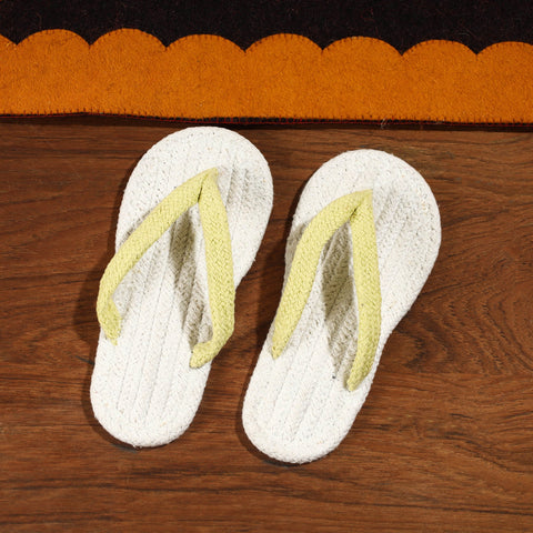 White Hand Braided Cotton Stitched Home Slipper