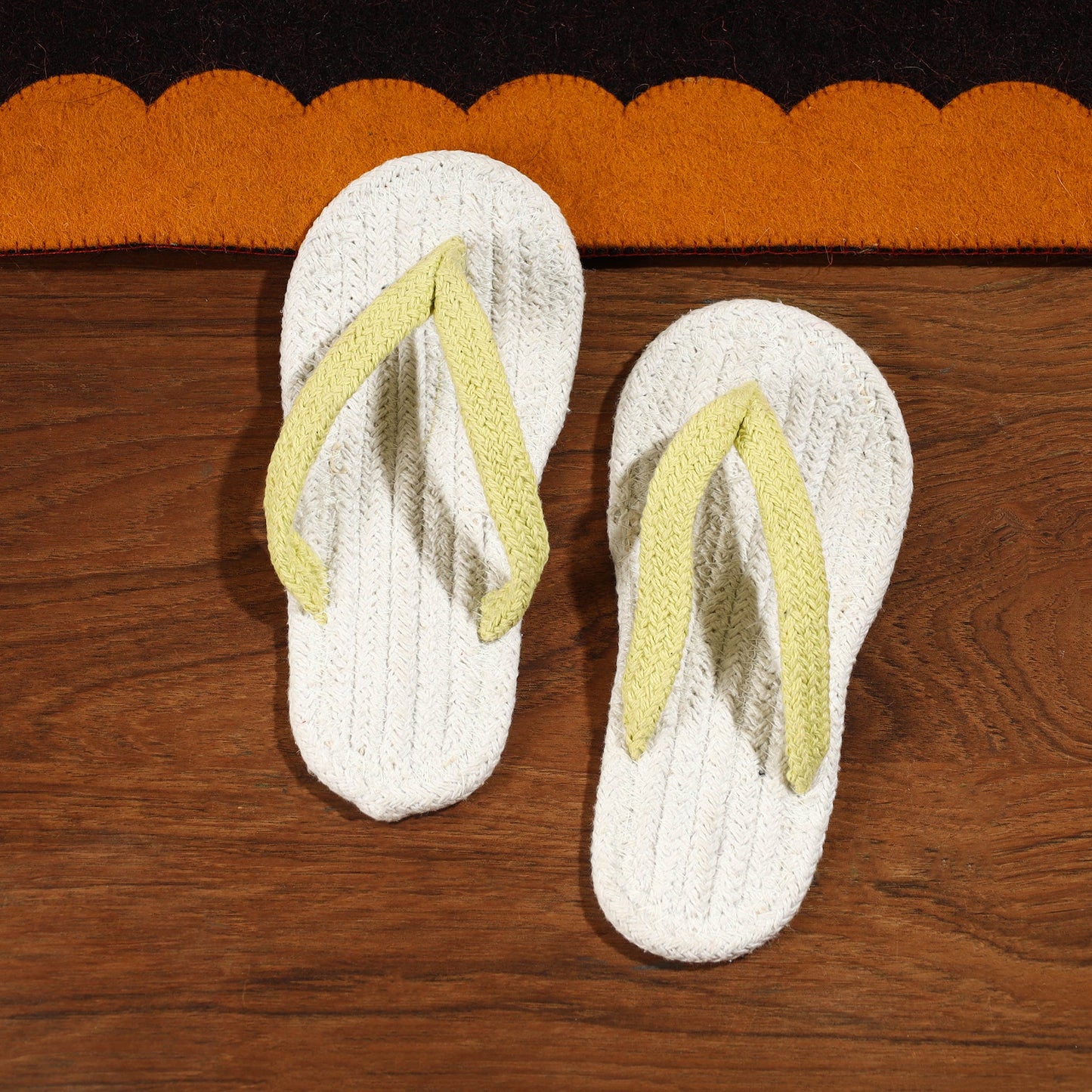 White Hand Braided Cotton Stitched Home Slipper