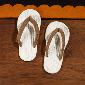 White Hand Braided Cotton Stitched Home Slipper