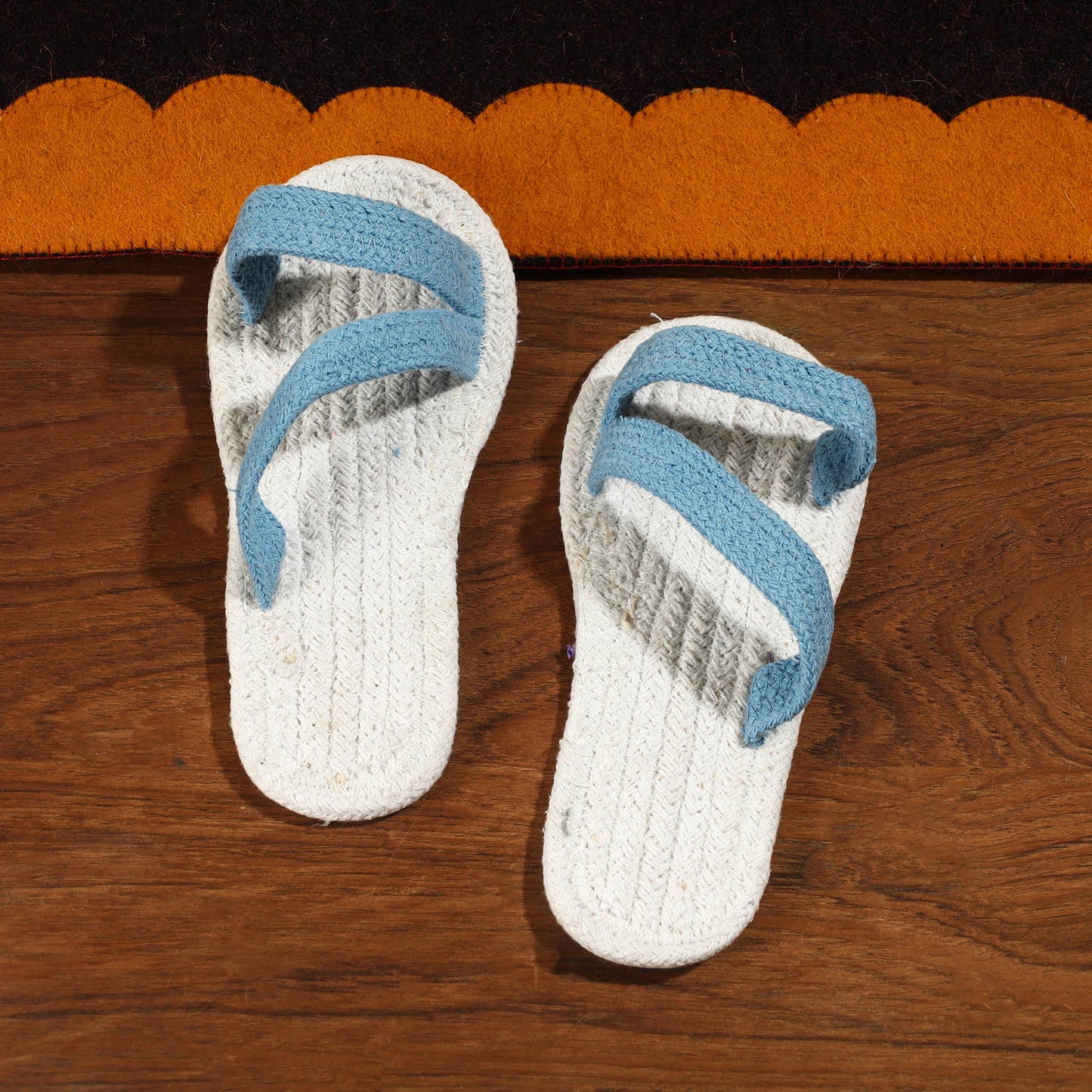 White Hand Braided Cotton Stitched Home Slipper