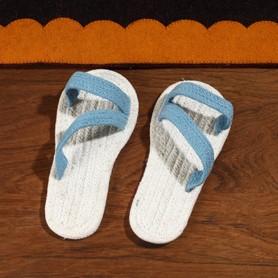 White Hand Braided Cotton Stitched Home Slipper