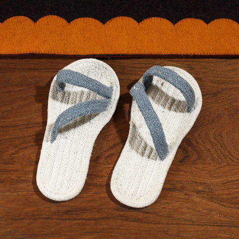 White Hand Braided Cotton Stitched Home Slipper