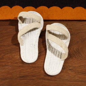 White Hand Braided Cotton Stitched Home Slipper