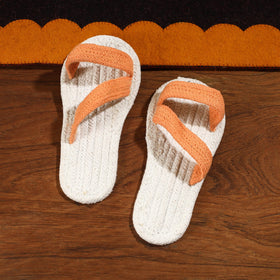 White Hand Braided Cotton Stitched Home Slipper