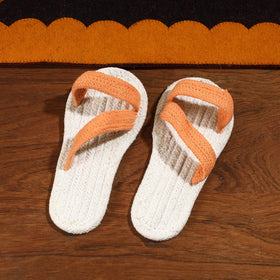 White Hand Braided Cotton Stitched Home Slipper
