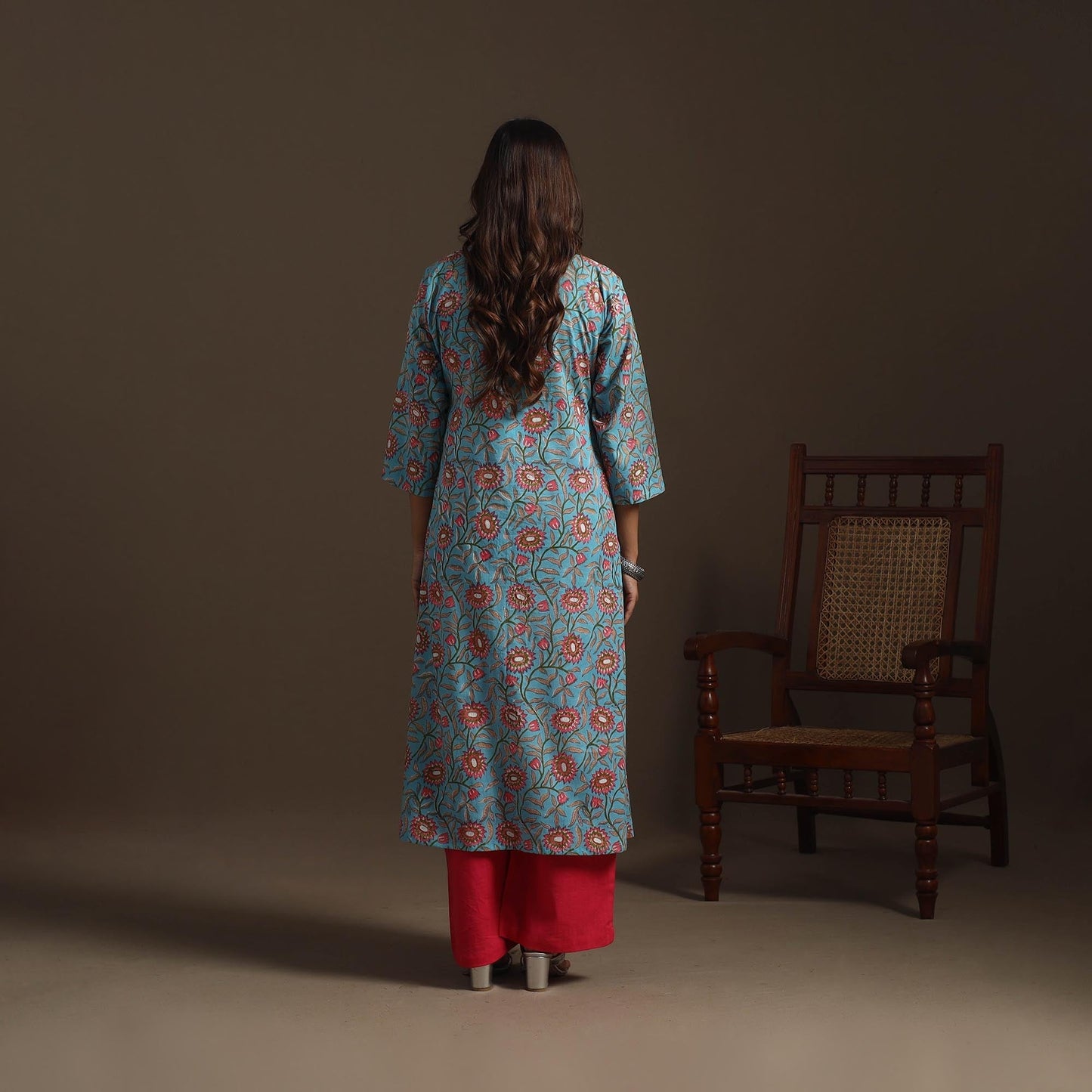 Hand cotton a-line sanganeri kurta for women 01